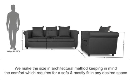 Adorn India Magnum 3-1-1 Sofa Set (Dark Grey)