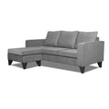 Adorn India Chandler L Shape 4 Seater Sofa Set Plain (Grey)