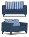 Adorn India Straight Line Plus Stripes 3+2 5 Seater Sofa Set (Blue)