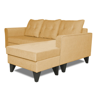 Adorn India Maddox L Shape 4 Seater Sofa Set Tufted (Right Hand Side) (Beige)