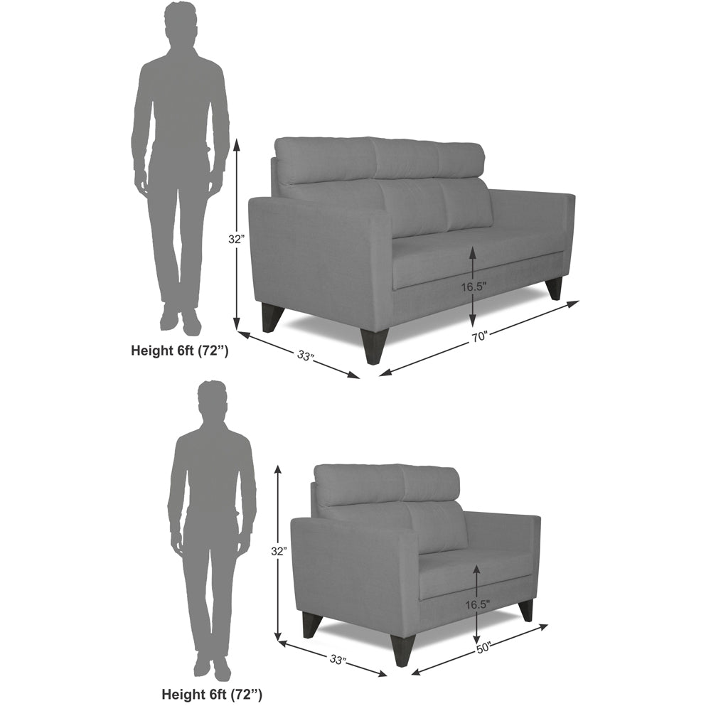 Adorn India Cardello 3-2 Five Seater Sofa Set (Grey)