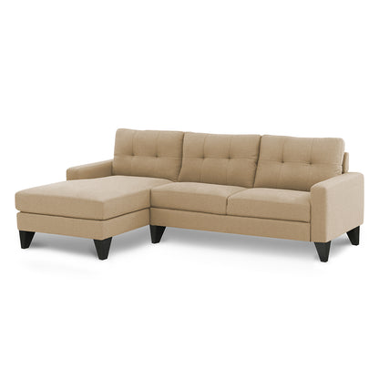 Adorn India Midas L Shape 6 Seater Sofa Set Left Hand Side (Beige)