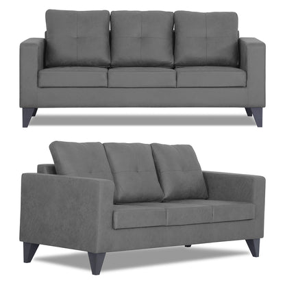 Adorn India Straight line Plus Premium Leatherette Suede 3+2 5 Seater Sofa Set (Grey)