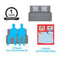 Adorn India Easy Alyn Plus Stripes 2 Seater Foam Sofa Cum Bed - 4X6 (Grey) (1 Year Warranty)