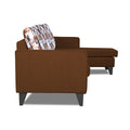 Adorn India Hallton L Shape 4 Seater Sofa Set Digital Print (Brown) (3 Year Warranty)