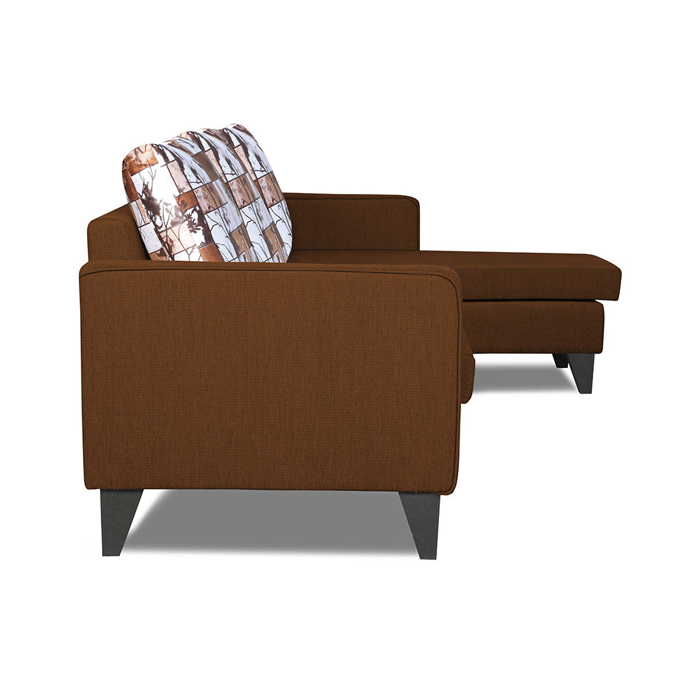 Adorn India Hallton L Shape 4 Seater Sofa Set Digital Print (Brown)