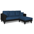 Adorn India Martin L Shape 4 Seater Sofa Set Two Tone (Right Hand Side) (Blue & Black) (3 Year Warranty)