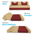 Adorn India Easy Boom 4 Seater Sofa Cum Bed 6 x 6 (Maroon & Beige) (1 Year Warranty)