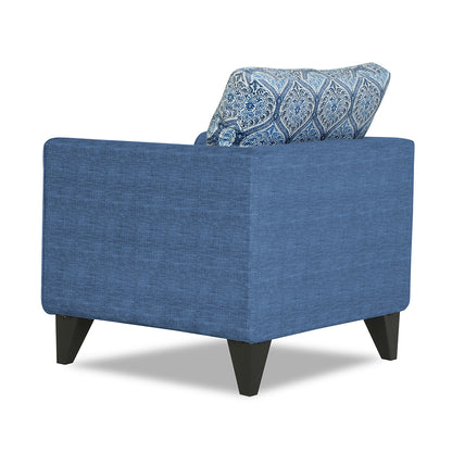 Adorn India Cortina Damask 1 Seater Sofa (Blue) Modern