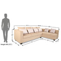 Adorn India Poland L Shape 6 Seater Sofa Set (Right Side) (Beige)