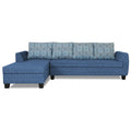 Raiden Damask L Shape 6 Seater Sofa Set with Center Table (Left Hand Side) (Blue)