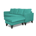 Adorn India Chandler Plain L Shape 5 Seater Sofa Set RHS (Aqua Blue) (3 Year Warranty)