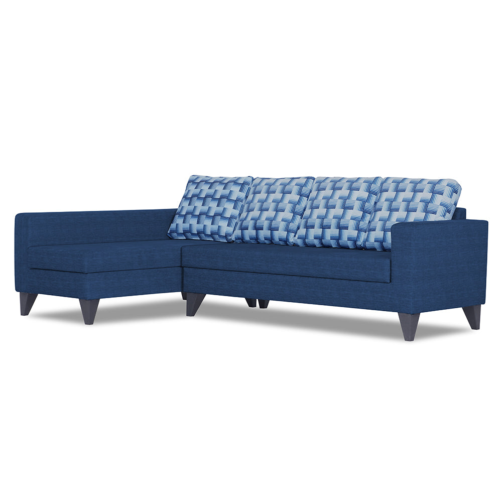 Adorn India Beetle Plus Bricks L Shape 6 Seater Sofa Set (Left Hand Side) (Blue)