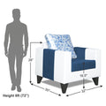 Adorn India Ashley Digitel Print Leatherette Fabric 1 Seater Sofa (Blue & White) (3 Year Warranty)