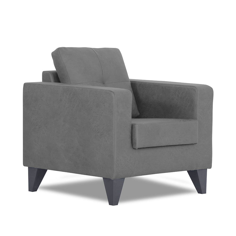 Adorn India Straight line Plus Premium Leatherette Suede 1 Seater Sofa (Grey)