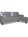 Adorn India Hallton L Shape 5 Seater Sofa Set Digitel Print (Right Hand Side) (Grey)