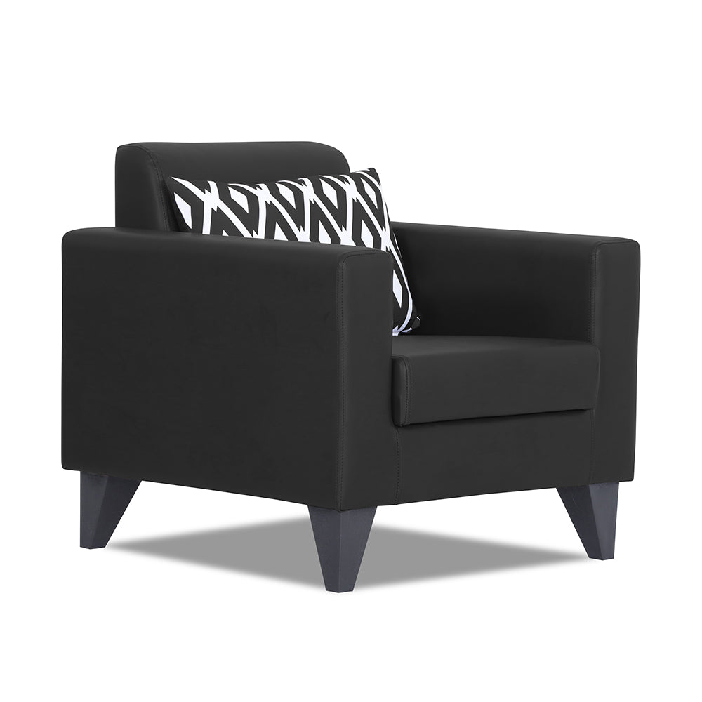 Adorn India Bladen Leatherette 1 Seater Sofa (Black)