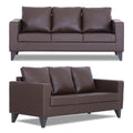 Adorn India Straight line Plus Leatherette 3+2+1 6 Seater Sofa Set (Brown) (3 Year Warranty)