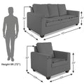 Wood Russell 3-1-1 5 Seater Sofa Set (Grey)