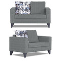 Adorn India Hallton Digitel Print Cushion 3+2 5 Seater Sofa Set (Grey) (3 Year Warranty)