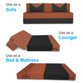 Adorn India Easy Boom 4 Seater Sofa Cum Bed 6 x 6 (Rust & Black) (1 Year Warranty)
