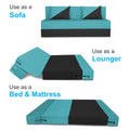 Adorn India Easy Desmond 3 Seater Sofa Cum Bed 5 X 6 (Aqua Blue & Black) (1 Year Warranty)