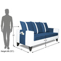 Adorn India Ashley Stripes Leatherette Fabric 3 Seater Sofa (Blue & White) (3 Year Warranty)