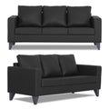 Adorn India Straight line Plus Leatherette 3+1+1 5 Seater Sofa Set (Black) (3 Year Warranty)
