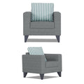 Adorn India Straight Line Plus Stripes 3+1+1 5 Seater Sofa Set (Grey) (3 Year Warranty)