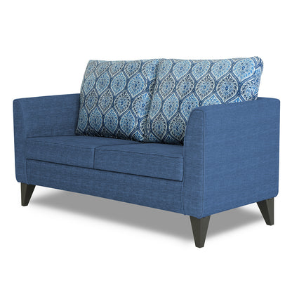 Adorn India Cortina Damask 2 Seater Sofa (Blue) Modern