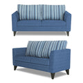 Adorn India Lawson Stripes 3+2 5 Seater Sofa Set with Centre Table (Blue)