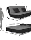 Adorn India Aspen Three Seater sofa cum bed (Dark Grey & Black)