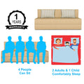Adorn India Easy Alyn Plus Stripes 4 Seater Wood Sofa Cum Bed (6X6) (Beige) (1 Year Warranty)