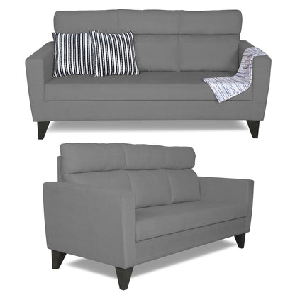 Adorn India Cardello 3-2-1 Six Seater Sofa Set (Grey)