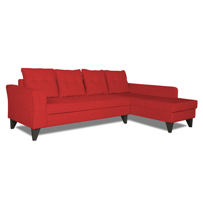 Adorn India Maddox Tufted L Shape 6 Seater Sofa Set (Right Hand Side) (Red)