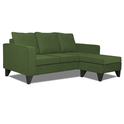 Adorn India Chandler L Shape 4 Seater Sofa Set Plain (Right Hand Side) (Green)