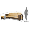 Adorn India Ashley L Shape 6 Seater Sofa Set Leatherette Fabric Plain (Left Hand Side) (Brown & Beige) (3 Year Warranty)