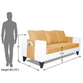 Adorn India Ashley Plain Leatherette Fabric 3 Seater Sofa (Beige & White) (3 Year Warranty)