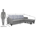 Adorn India Chandler Stripes L Shape 5 Seater Sofa Set RHS (Grey) (3 Year Warranty)