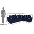 Adorn India Winston L Shape 6 Seater Sofa Set (Right Side) (Blue)