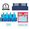 Adorn India Wood Easy Alyn Plus Stripes 4 Seater Sofa Cum Bed (6X6) (Blue) (1 Year Warranty)