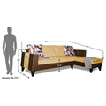 Adorn India Ashley L Shape 6 Seater Sofa Set Leatherette Fabric Digitel Print (Right Hand Side) (Brown & Beige) (3 Year Warranty)