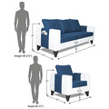 Adorn India Ashley Plain Leatherette Fabric 3-1-1 Five Seater Sofa Set (Blue & White) (3 Year Warranty)