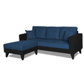 Adorn India Martin L Shape 4 Seater Sofa Set Two Tone Left Hand Side (Blue & Black) (3 Year Warranty)