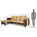 Adorn India Ashley L Shape 6 Seater Sofa Set Leatherette Fabric Stripes (Left Hand Side) (Brown & Beige) (3 Year Warranty)