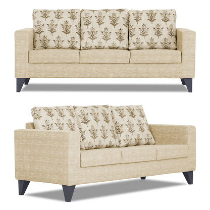 Adorn India Straight line Plus Leaf 3+1+1 5 Seater Sofa Set (Beige)