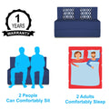 Adorn India Easy 2 Seater Sofa Cum Bed (Rhombus Pattern) Chennile Fabric - Washable Cover - Including 2 Cushion - Size 4' x 6' Ft (Blue Color) Perfect for Home & Office for Guests