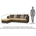 Zink Straight line L Shape 6 Seater Sofa Rhombus Cushion (Left Side Handle)(Brown & Beige)