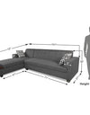 Adorn India Blazer L Shape 6 Seater Sofa Set (Left Side) (Grey)