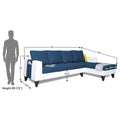 Adorn India Ashley Leatherette Fabric L Shape 6 Seater Sofa Set Plain (Right Hand Side) (Blue & White) (3 Year Warranty)